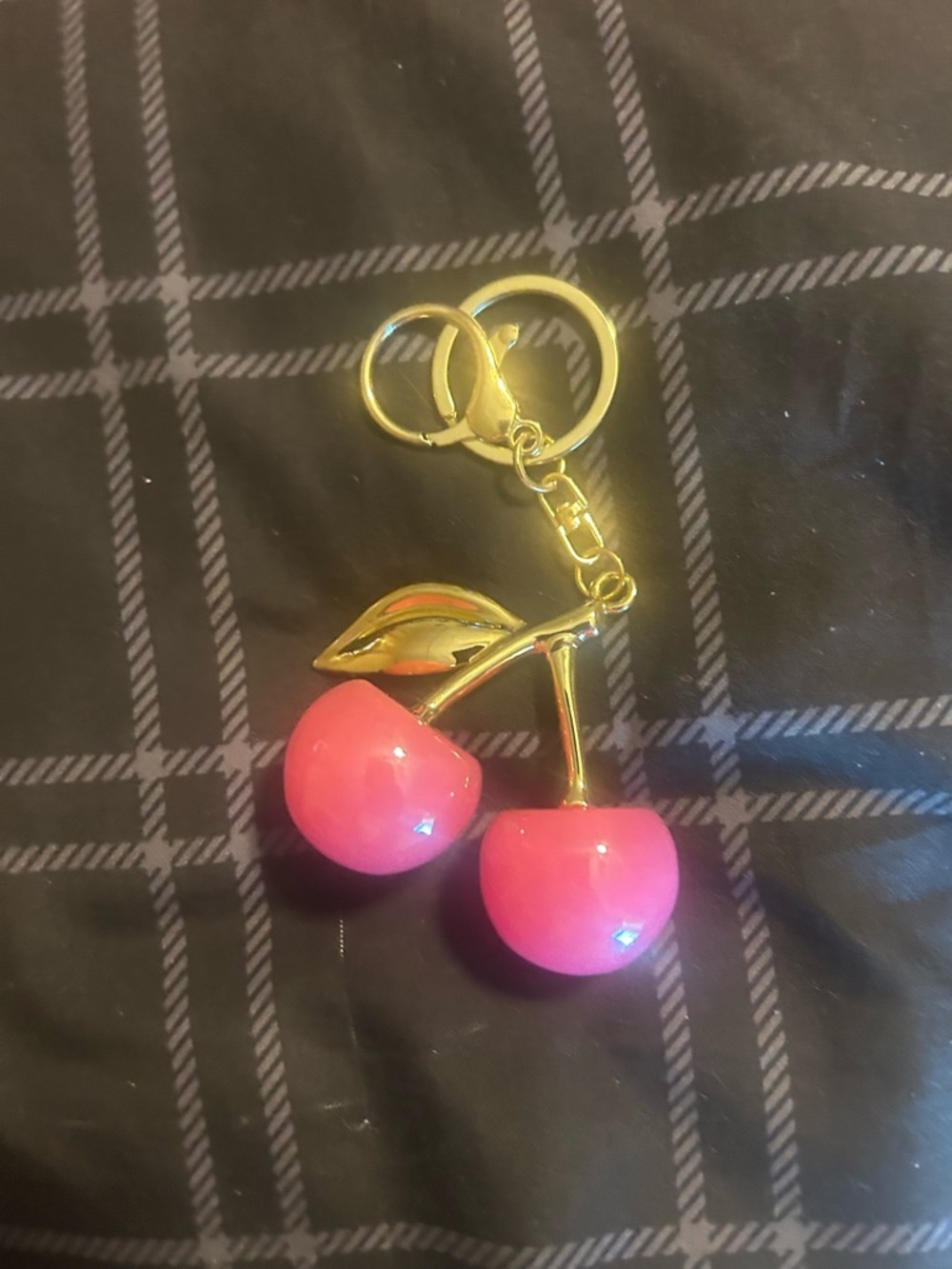 Cherry Charm Keychain - Pink Cherries - Picture 2 of 2